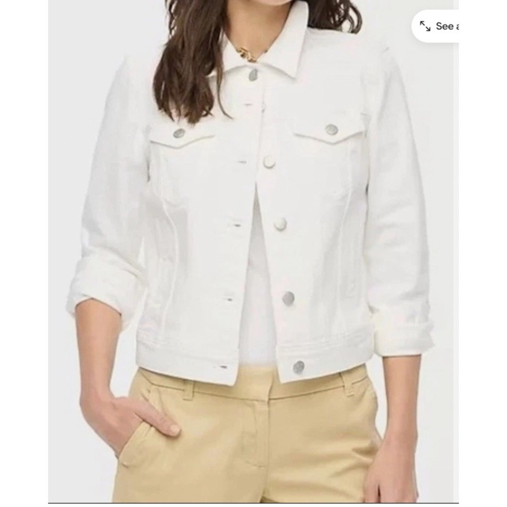 J.Crew Classic Jean Denim Jacket In White Size S NWT Stretch Cotton Clean Girl